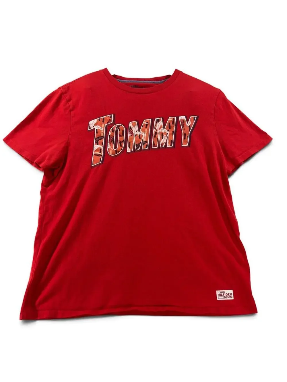 Tommy Hilfiger Denim Red Graphic Tee – Size Small